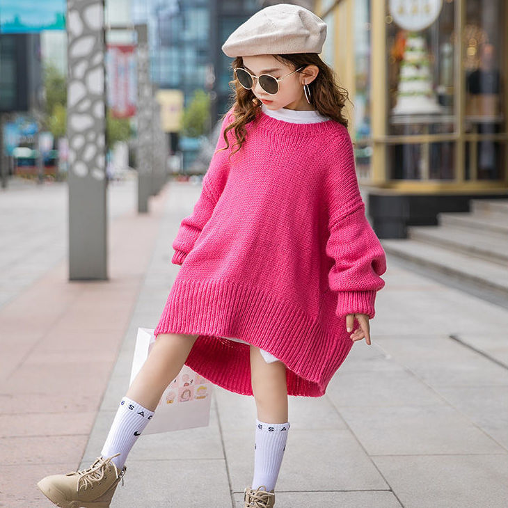 Big Kids' Solid Colour Loose Knitwear Girls - ROMART GLOBAL LTD