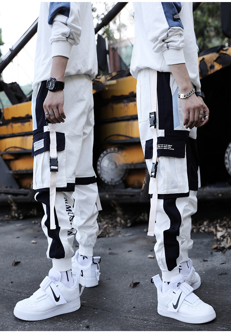 Drawstring Hip Hop Loose Stitching Contrast Colours Casual Pants Boys - ROMART GLOBAL LTD