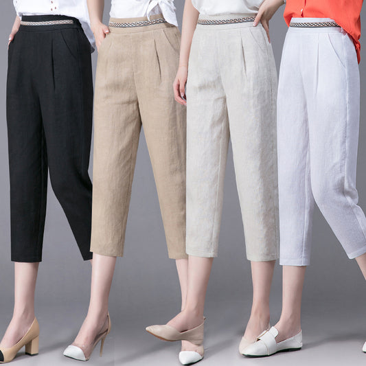 Linen Pants Summer New Loose Harem Pants Women - ROMART GLOBAL LTD