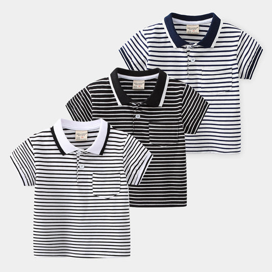 Children's Striped Short Sleeve Spicy Polo Shirt For Boys