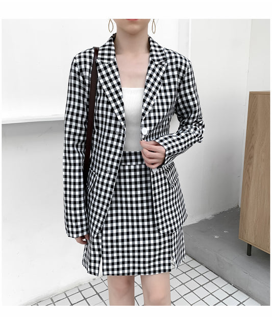 Chequered Jacket & Skirt Suit For Women - ROMART GLOBAL LTD