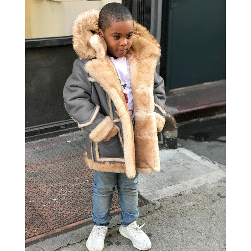 Kids Warm Fur Hooded Coat BOYS - ROMART GLOBAL LTD