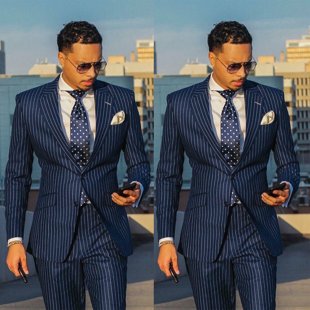 3-Piece Italian Styled Striped Business Suit Men - ROMART GLOBAL LTD