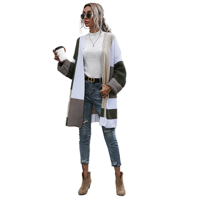New Knitted Cardigans Lazy Style Colour Matching Knitwear Women - ROMART GLOBAL LTD