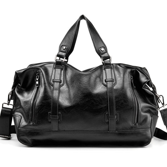 Large-capacity business handbag leather travel bag gym bag fashion men short-distance travel bag men - ROMART GLOBAL LTD