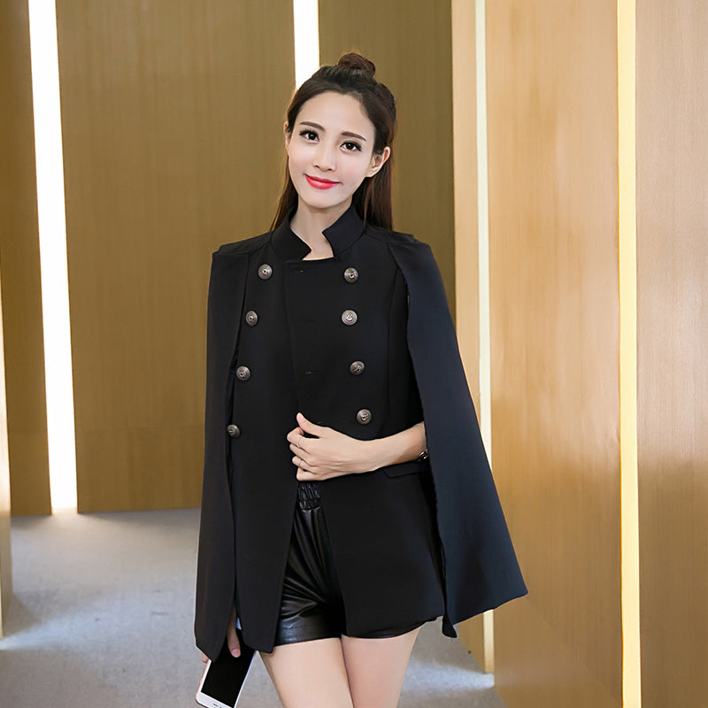 Wind Double-Breasted Stand-Up-Collar Cape Coat Women - ROMART GLOBAL LTD