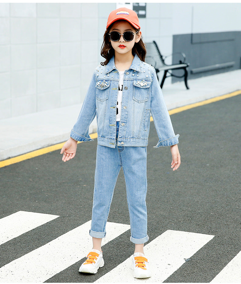 Casual Printed Denim Coat Girls - ROMART GLOBAL LTD