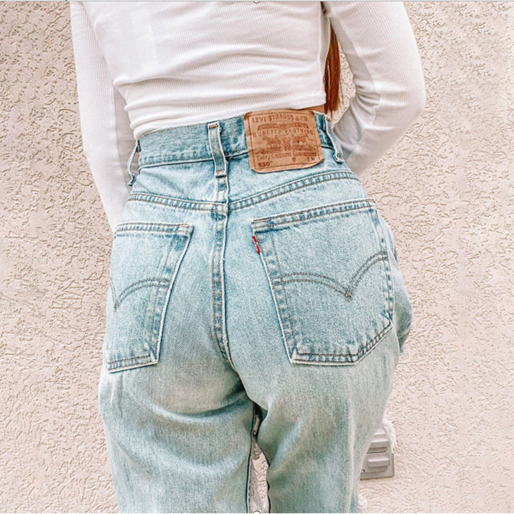 Ripped Fashionable Casual Denim Pants Women - ROMART GLOBAL LTD