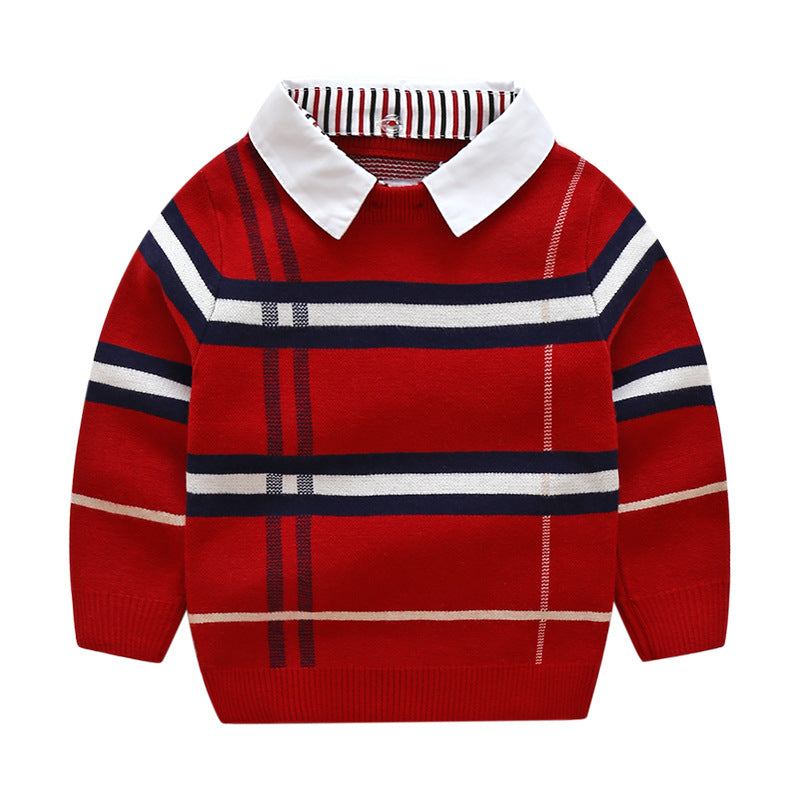 Plaid Jacquard Sweater Knitwear Boys - ROMART GLOBAL LTD