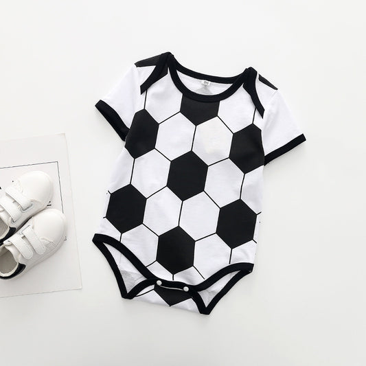 Short-Sleeved Football Print Cotton Triangle Rompe