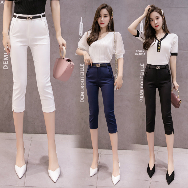 Fashion Slim Fit Suit Casual Cropped Pants Women - ROMART GLOBAL LTD