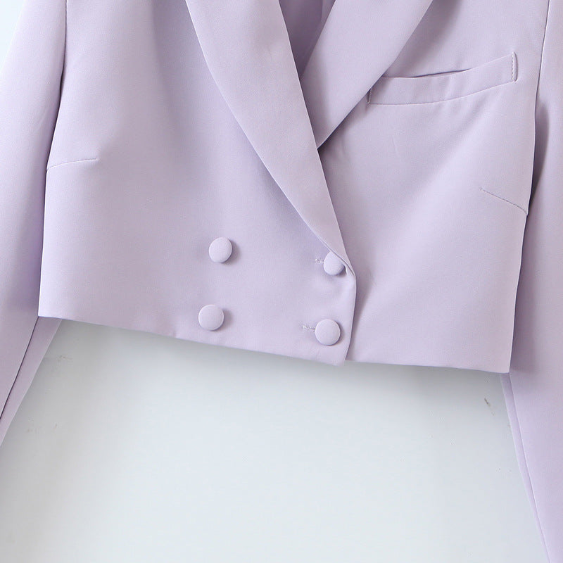 High Waist Skirt & Double-Breasted Button Long Sleeved Blazer Suit Women - ROMART GLOBAL LTD