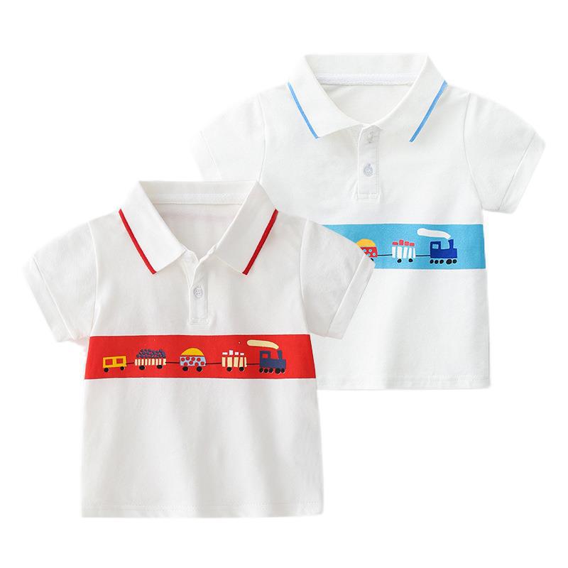 Cartoon Car Short Sleeve Polo Tee Shirt For Boys