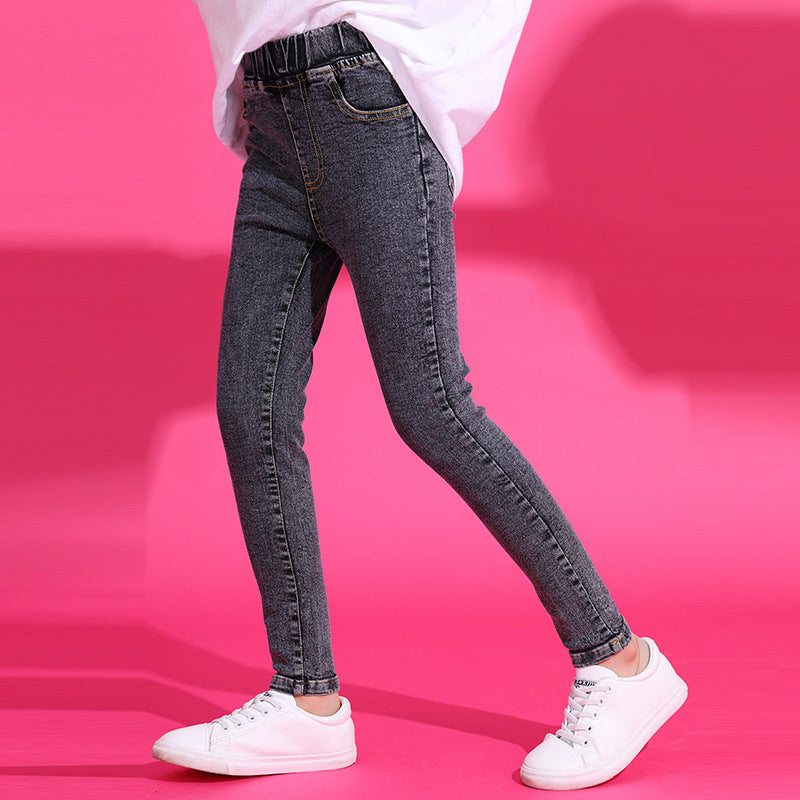 Girls Plus Fleece Jeans Trousers