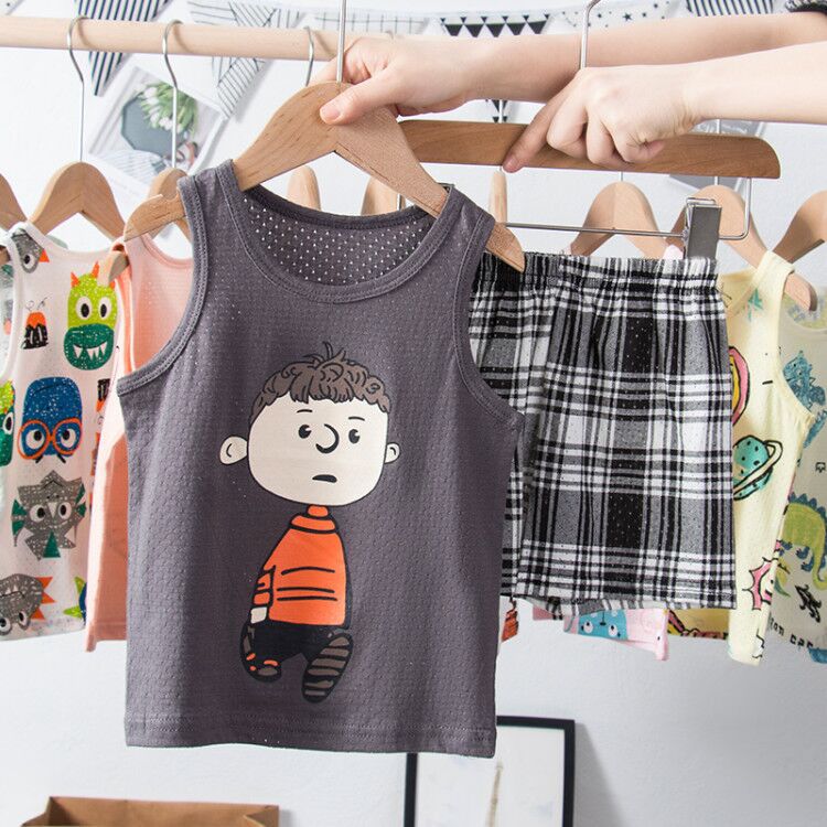 Children's Cotton Mesh Design Vest & Shorts The Korean Style Underwear Boys - ROMART GLOBAL LTD