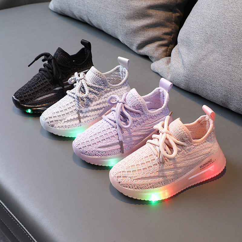 Breathable Knit Light-Up Sneakers Boys