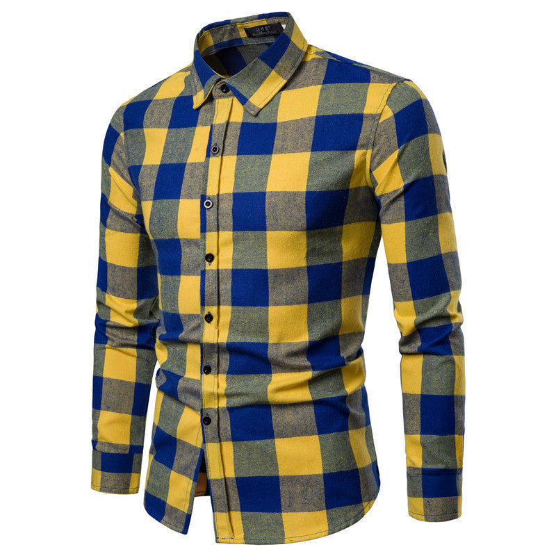 Fashionable Urban Plaid Zipper Shirt For Men