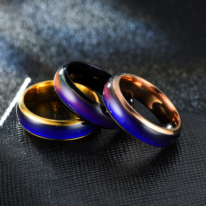 Colour Changing Rings Stainless Steel Ring Mood Emotion Feeling Temperature Rings Jewelleries Women - ROMART GLOBAL LTD