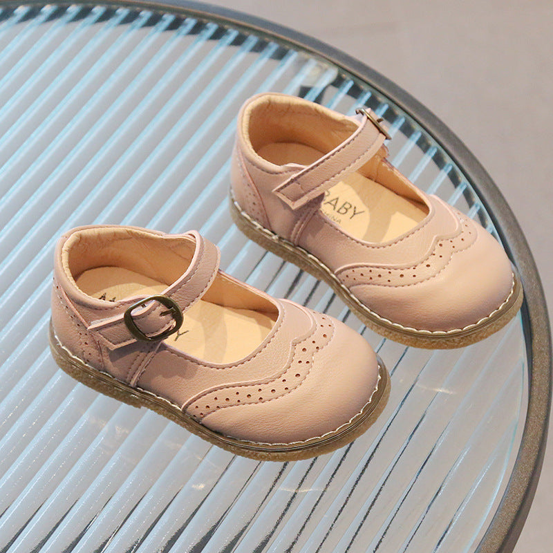 Girls' Casual Solid Colour Leather Shoes