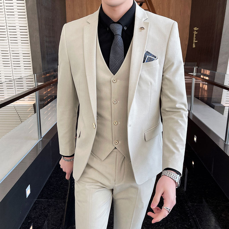 3-Piece Solid Colour Business Suit Men - ROMART GLOBAL LTD