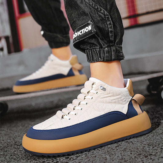 Trendy Color-blocked Sports Shoes Casual Lace Up Sneakers For Men Fashion Comfortable Versatile Thick-soled Walking Running Shoes - ROMART GLOBAL LTD