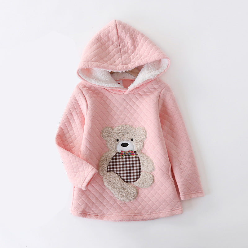 Bear Embroidered Hooded Jacket Knitwear Girls - ROMART GLOBAL LTD