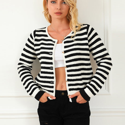Contrasting Striped Cardigan Sweater Knitwear Girls - ROMART GLOBAL LTD