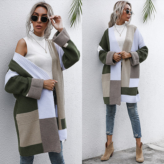 New Knitted Cardigans Lazy Style Colour Matching Knitwear Women - ROMART GLOBAL LTD