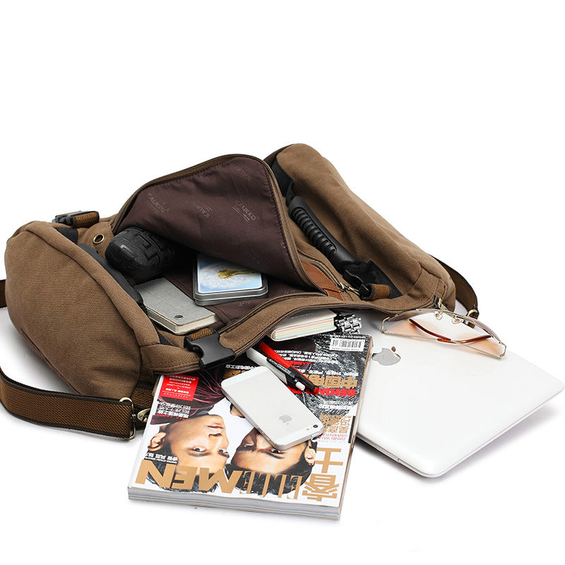 Men Canvas Backpack Huge Travel School Shoulder Computer Backpack Functional Versatile Bags Multifunctional Laptop Bag - ROMART GLOBAL LTD