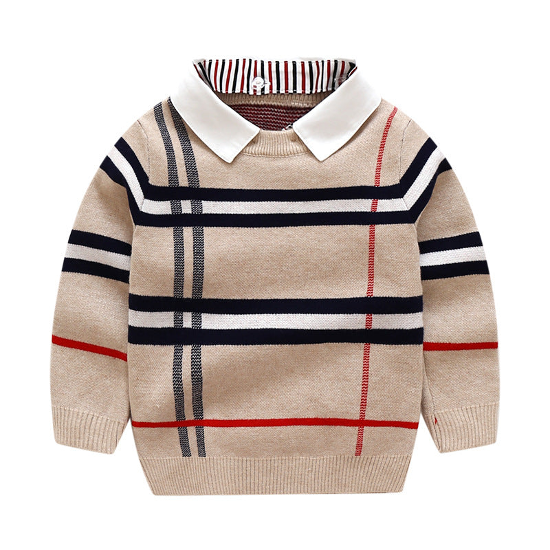 Plaid Jacquard Sweater Knitwear Boys - ROMART GLOBAL LTD