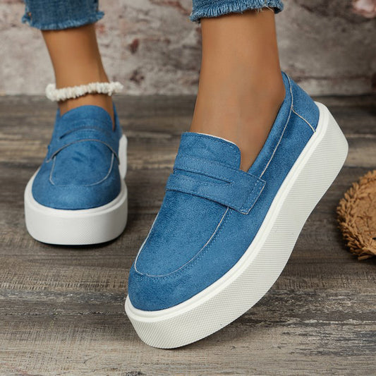 New Loafers Platform Round Toe Slip-on Shoes For Women Outdoor Casual Walking Shoes - ROMART GLOBAL LTD