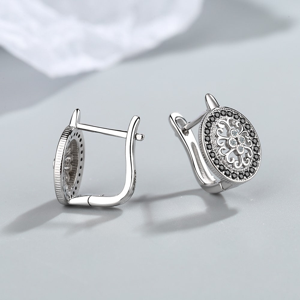 Diamond-encrusted Round Ear Clip Small Ear Rings Jewelleries Women - ROMART GLOBAL LTD
