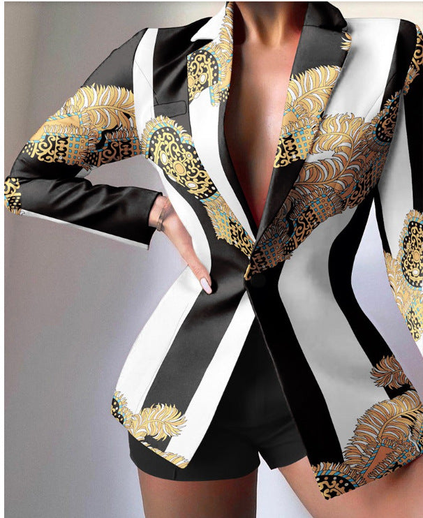 Casual Printed Fashion Jacket & Shorts Small Suits Women - ROMART GLOBAL LTD