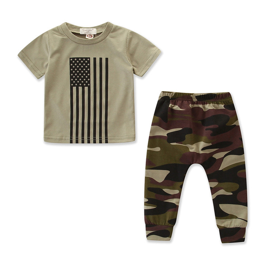 Independence Day Flag Camouflage Suit For Boys