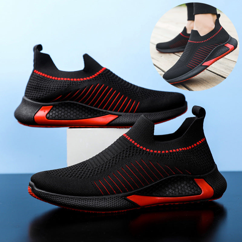 Fashion Breathable Mesh Striped Designed Lightweight Running Footwear Men - ROMART GLOBAL LTD