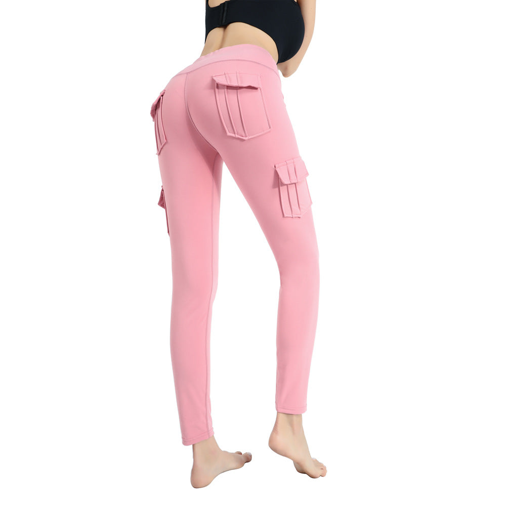 Pockets Trousers Solid Colour Slim Yoga Track Pants Girls