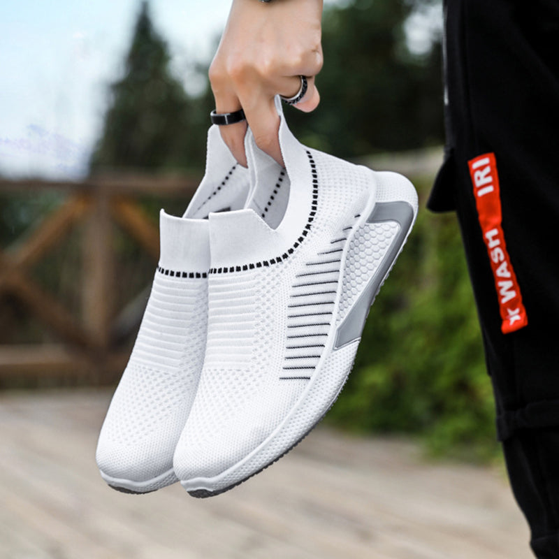 Fashion Breathable Mesh Striped Designed Lightweight Running Footwear Men - ROMART GLOBAL LTD