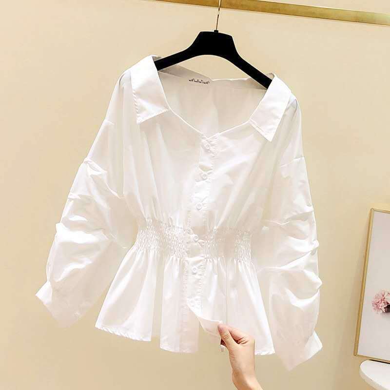 Western Style Puff Sleeve White Shirt Women - ROMART GLOBAL LTD