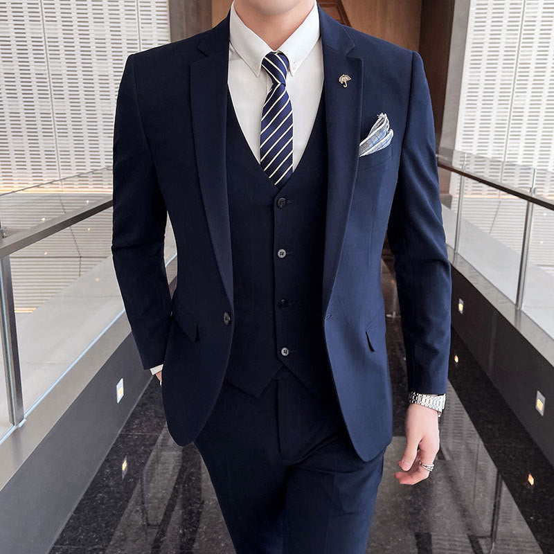 3-Piece Solid Colour Business Suit Men - ROMART GLOBAL LTD