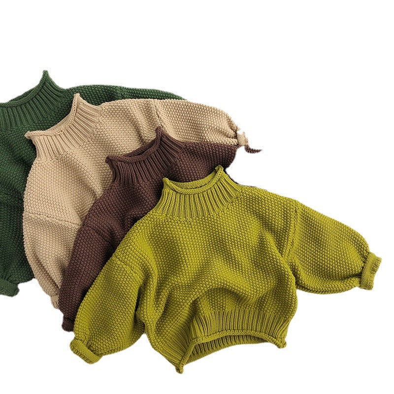 Kids Autumn Winter Retro Turtleneck Pullover Knitwear Girls - ROMART GLOBAL LTD