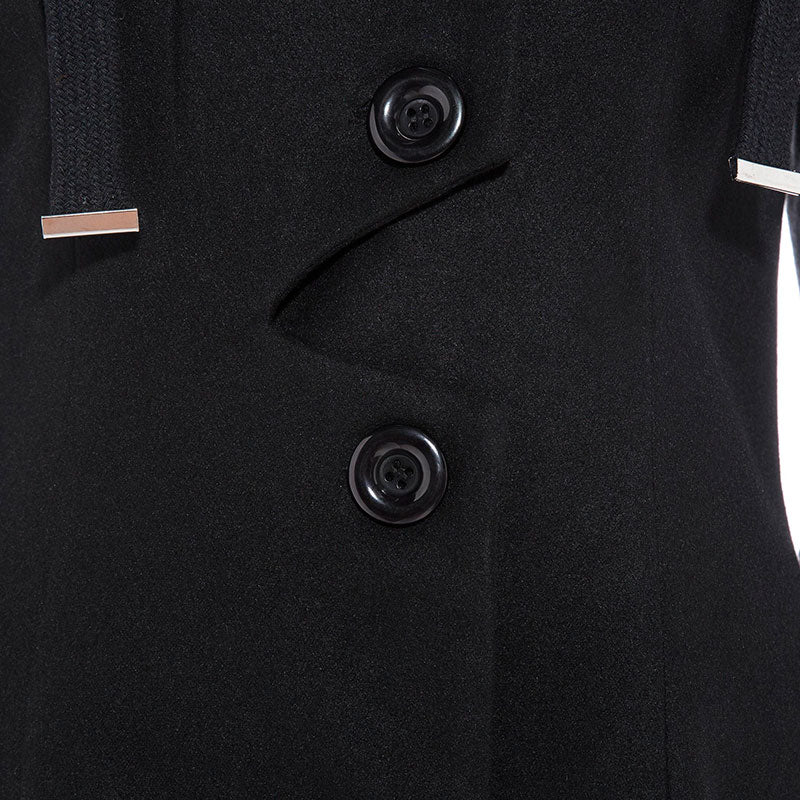 Asymmetric Standing Collar Long Sleeve Black Coat Women - ROMART GLOBAL LTD