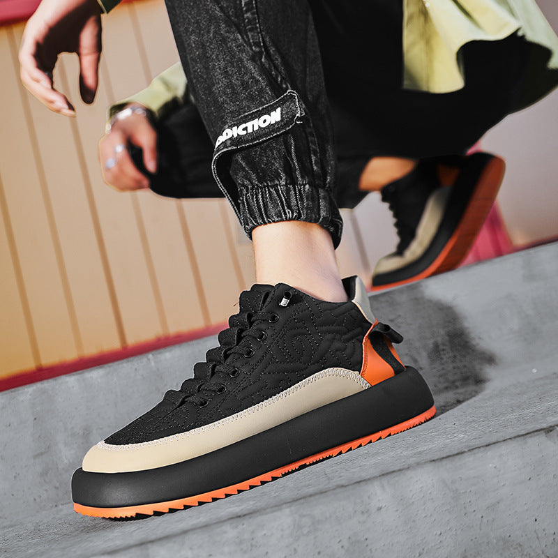 Trendy Color-blocked Sports Shoes Casual Lace Up Sneakers For Men Fashion Comfortable Versatile Thick-soled Walking Running Shoes - ROMART GLOBAL LTD