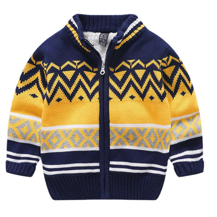 Korean Fleece Front Zipper Long Sleeve Sweater Knitwear Boys - ROMART GLOBAL LTD
