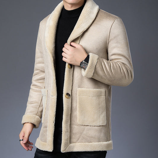Autumn And Winter Lapel Fleece Coat Men - ROMART GLOBAL LTD