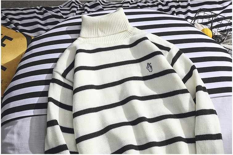 Turtleneck Sweaters Trend All-match Line Clothes Lazy Wind Men
