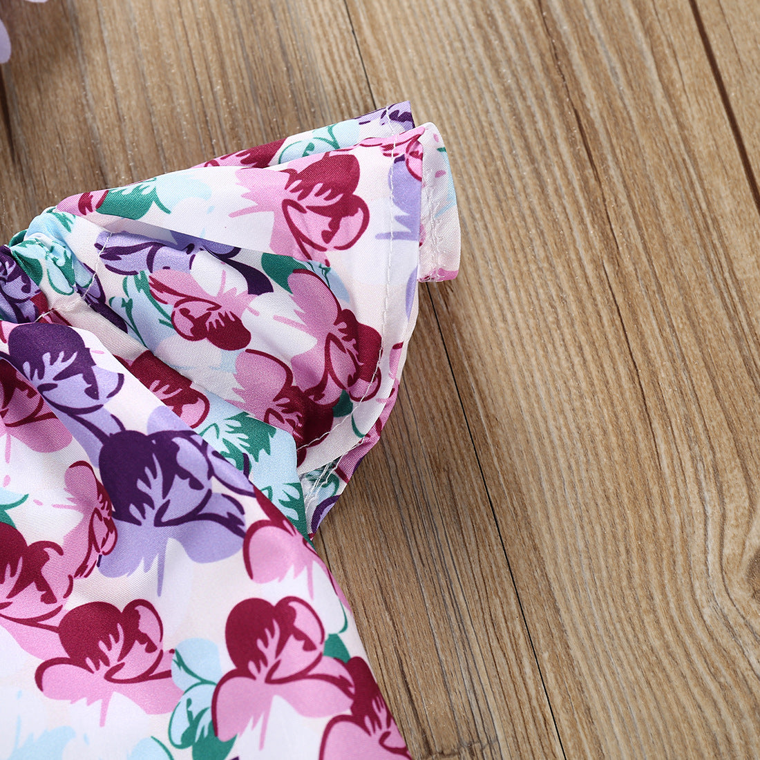Flying Sleeves Flower Solid Colour Set Underwear Girls - ROMART GLOBAL LTD