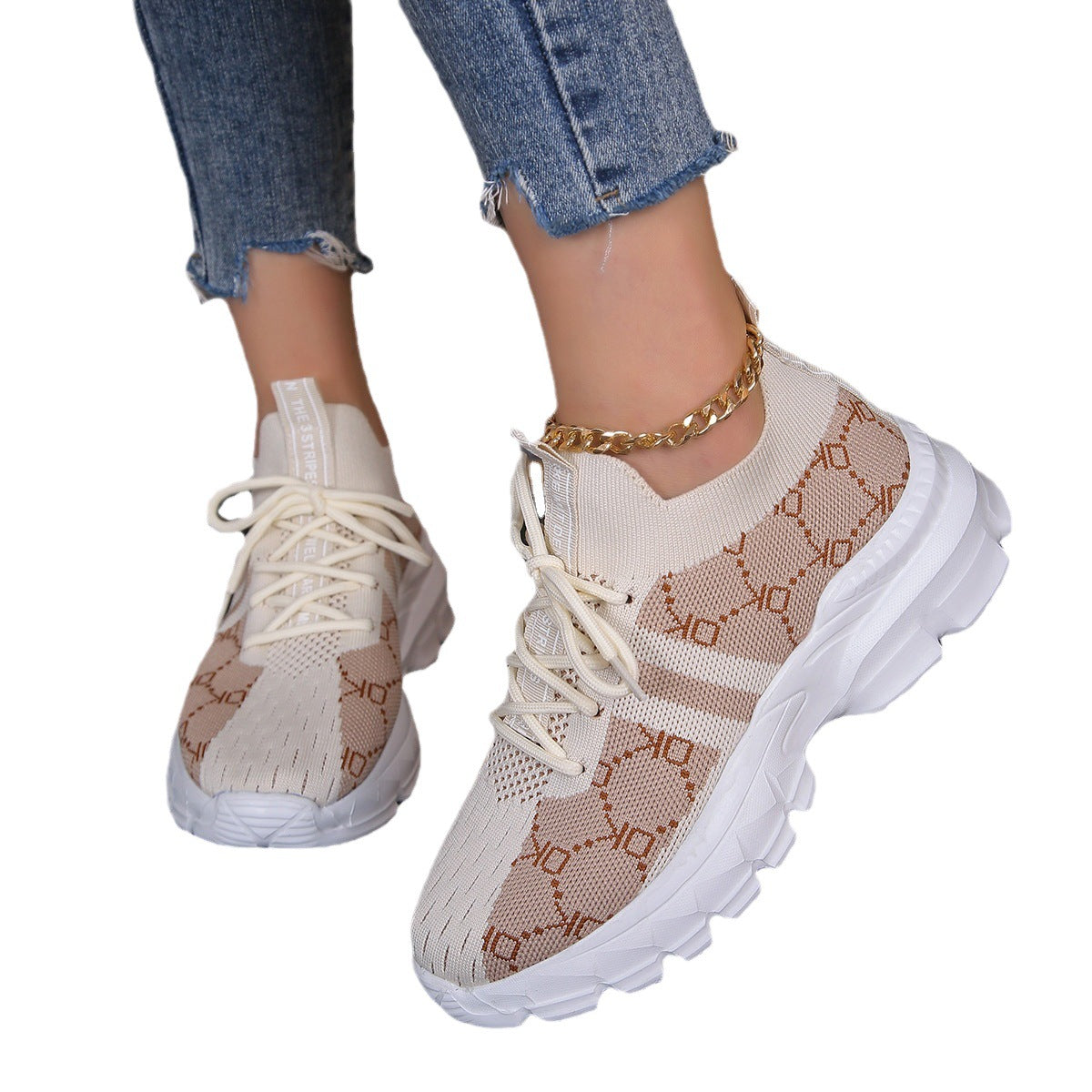Women's Breathable Canvas Sneakers Mesh Lace Up Flat Shoes Fashion Casual Lightweight Running Sports Shoes - ROMART GLOBAL LTD