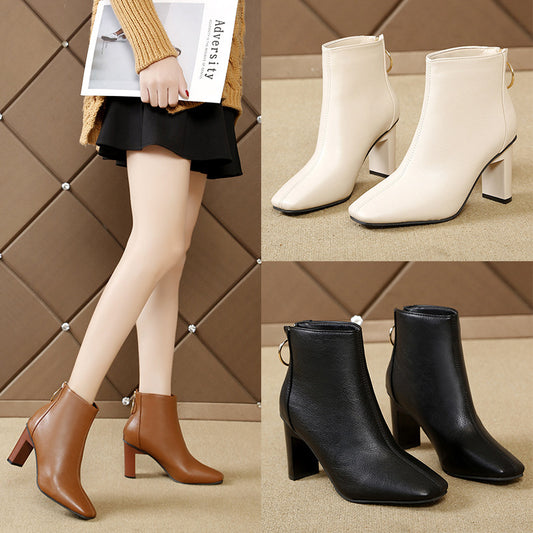 Chunky Heel Martin Boots Women's Shoes Plus Size