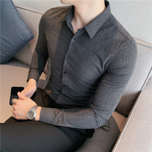 Spring Business Formal Casual Fitted Shirts For Men