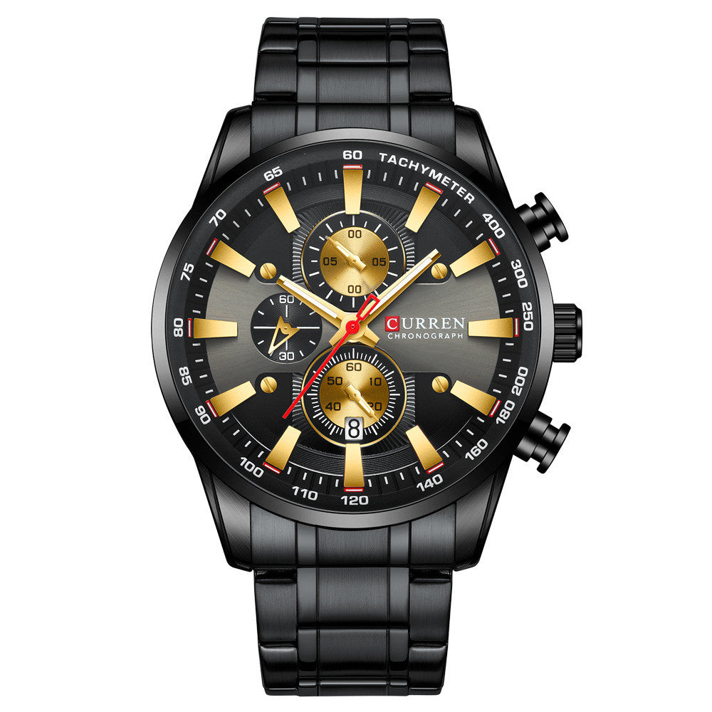 Watch Waterproof Quartz Watch Six-Hand Steel Film Integrated Metal Watchcase Jewellery & Accessories Men - ROMART GLOBAL LTD